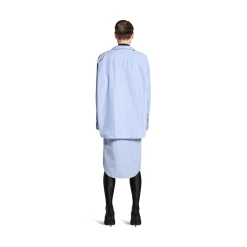Abito Chemisier Layered Bb Classic da Donna in Azzuro/bianco