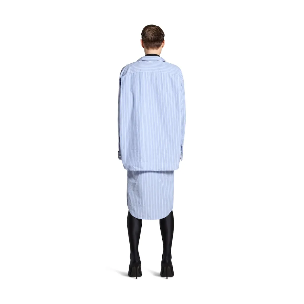 Abito Chemisier Layered Bb Classic da Donna in Azzuro/bianco