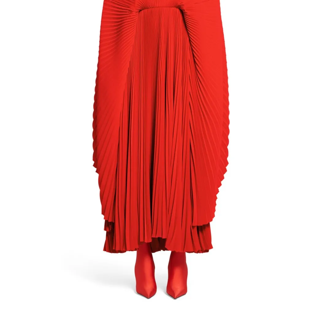 Abito Drape A Pieghe da Donna in Rosso