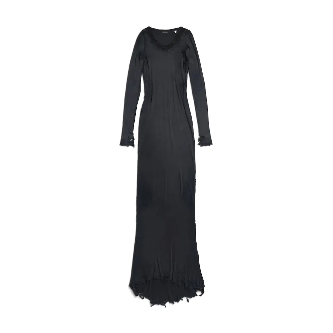 Abito Lingerie Maxi da Donna in Nero