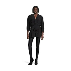 Abito Mini Con Scollo A V da Donna in Nero