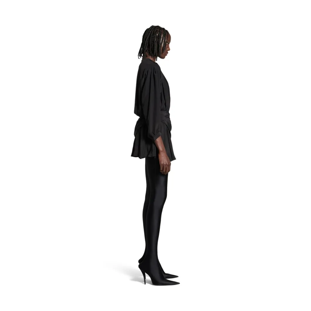 Abito Mini Con Scollo A V da Donna in Nero