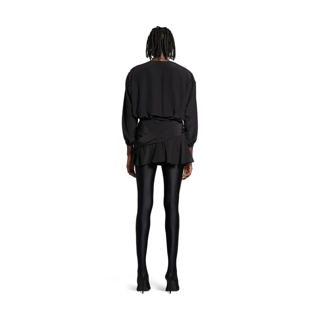Abito Mini Con Scollo A V da Donna in Nero