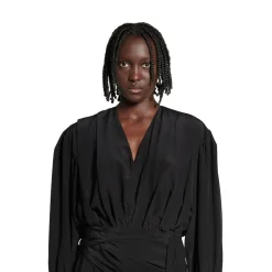 Abito Mini Con Scollo A V da Donna in Nero