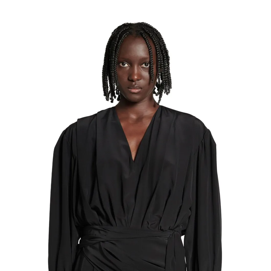 Abito Mini Con Scollo A V da Donna in Nero