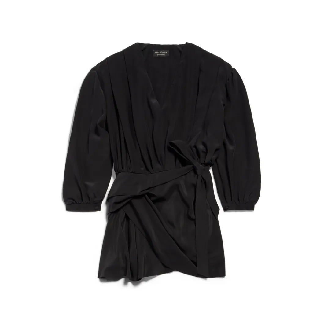 Abito Mini Con Scollo A V da Donna in Nero