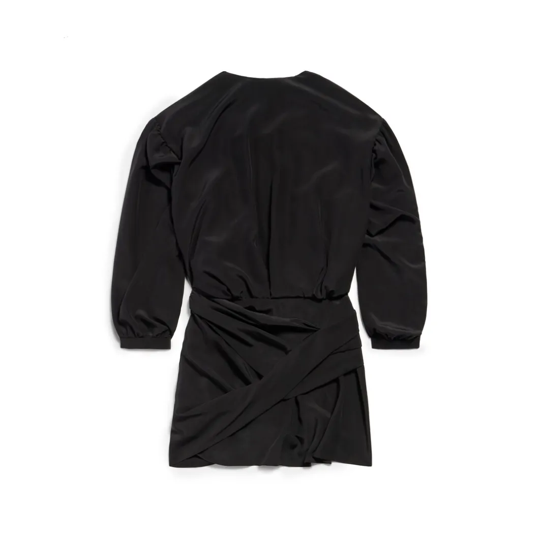 Abito Mini Con Scollo A V da Donna in Nero