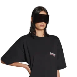 Abito Stile T-shirt A Pieghe Political Campaign da Donna in Nero