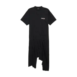 Abito Stile T-shirt A Pieghe Political Campaign da Donna in Nero