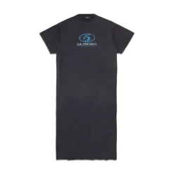 Abito Stile T-shirt Maxi Surfer da Donna in Nero/blu
