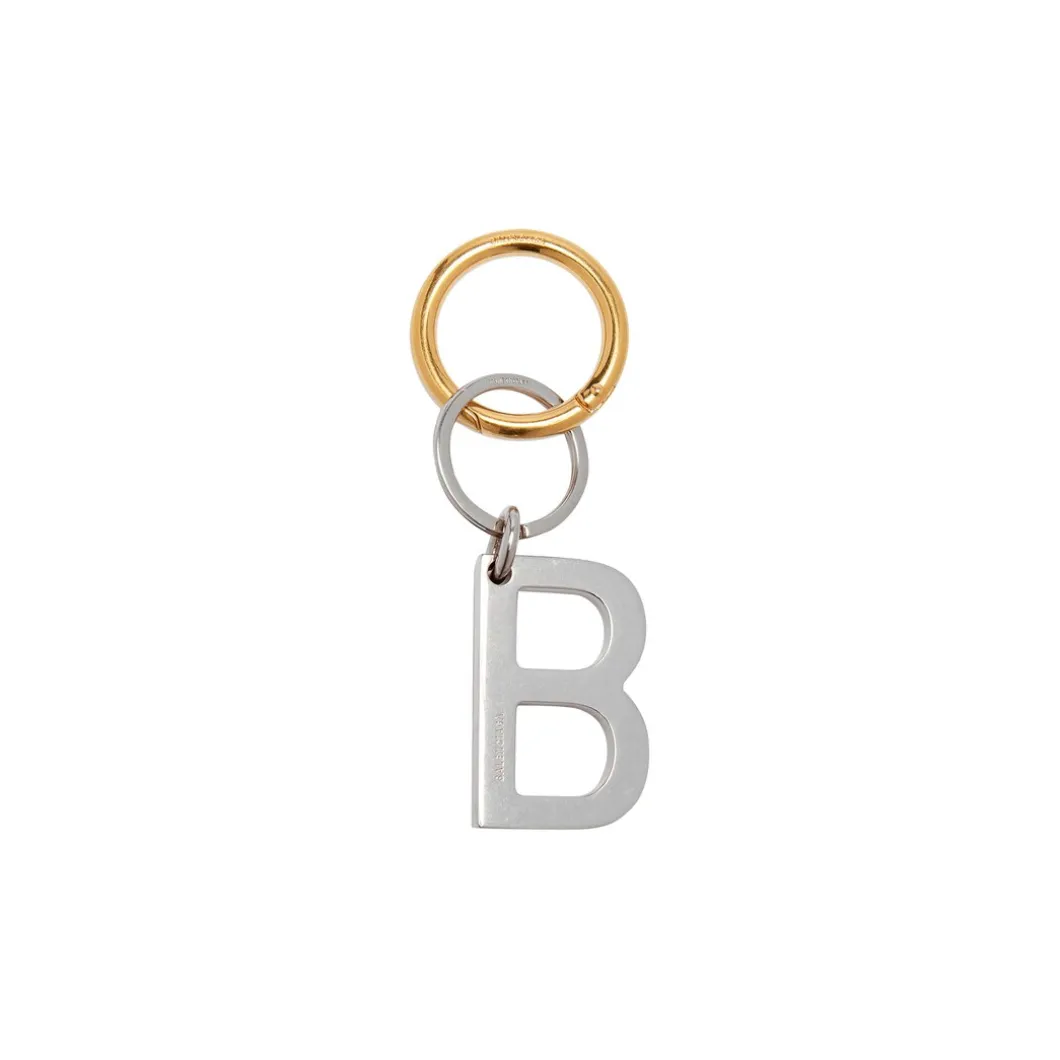 B Chain Keychain in Argento