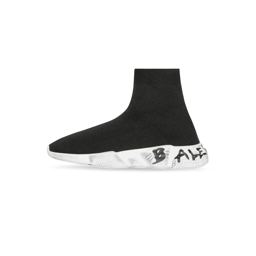Bambini - Sneakers Speed Graffiti In Maglia Riciclata in Nero
