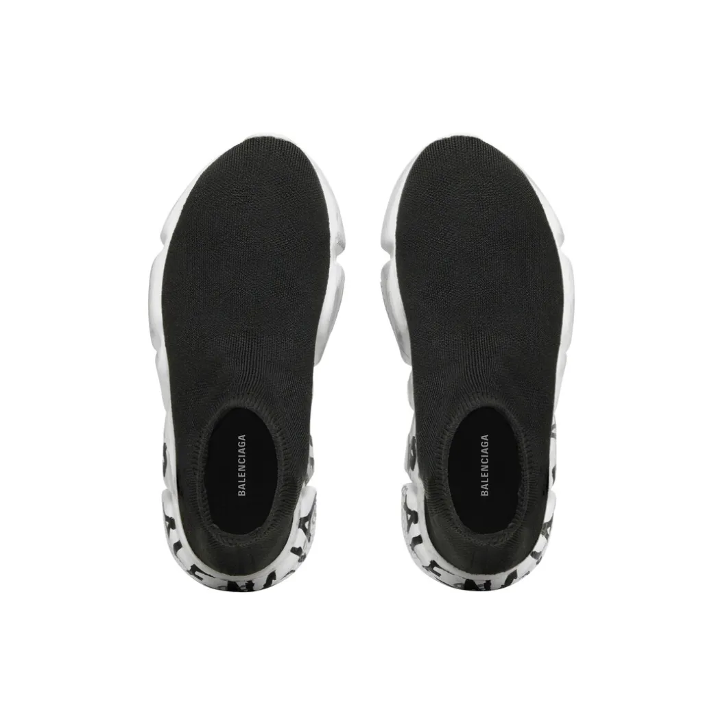 Bambini - Sneakers Speed Graffiti In Maglia Riciclata in Nero