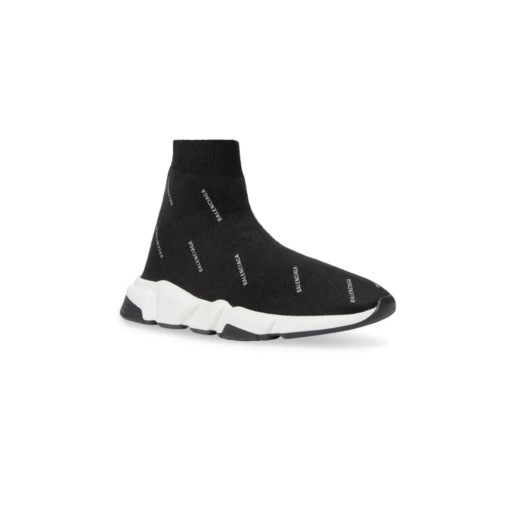 Bambini - Sneakers Speed In Maglia Riciclata Con Allover Logo Riflettente in Nero