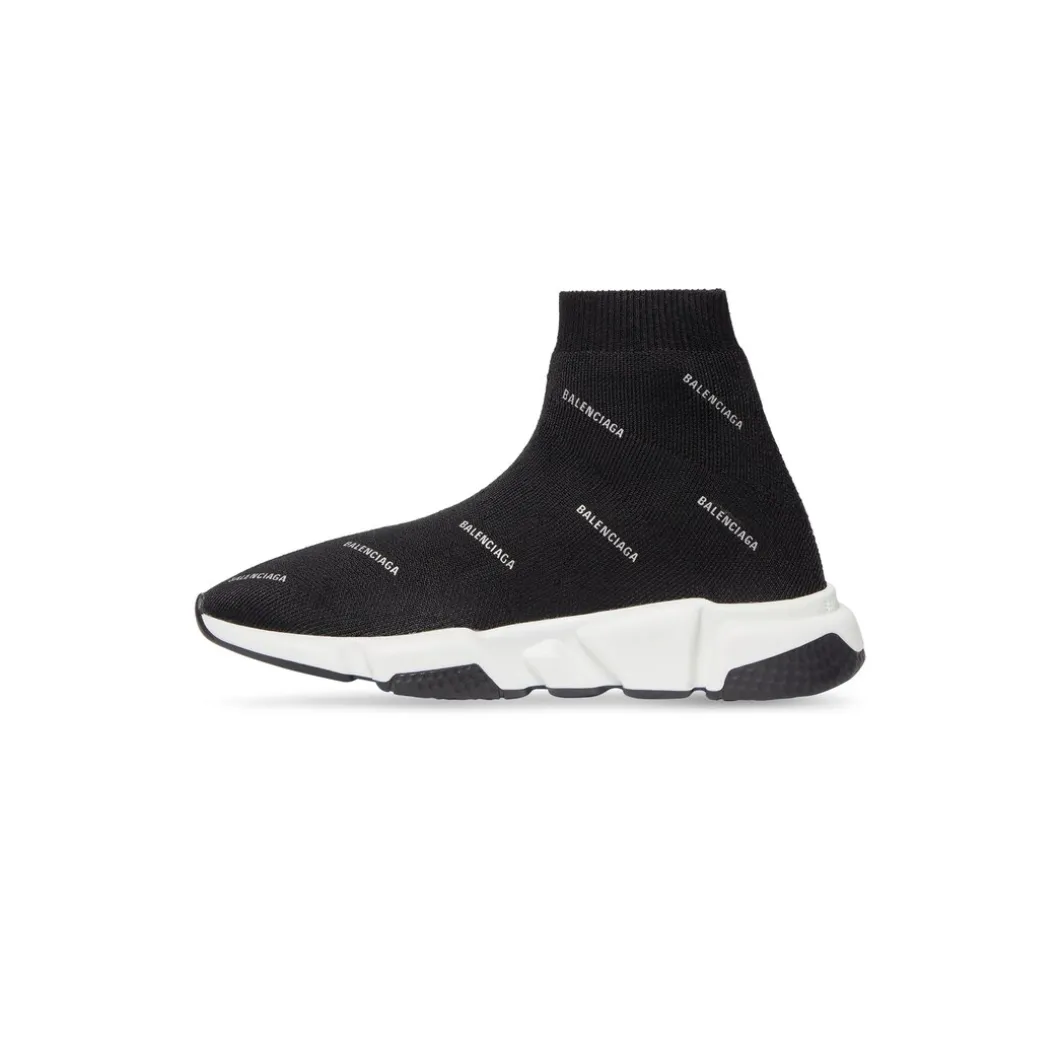 Bambini - Sneakers Speed In Maglia Riciclata Con Allover Logo Riflettente in Nero