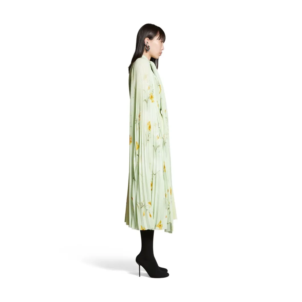 Blusa A Pieghe Con Foulard Lilies da Donna in Verde