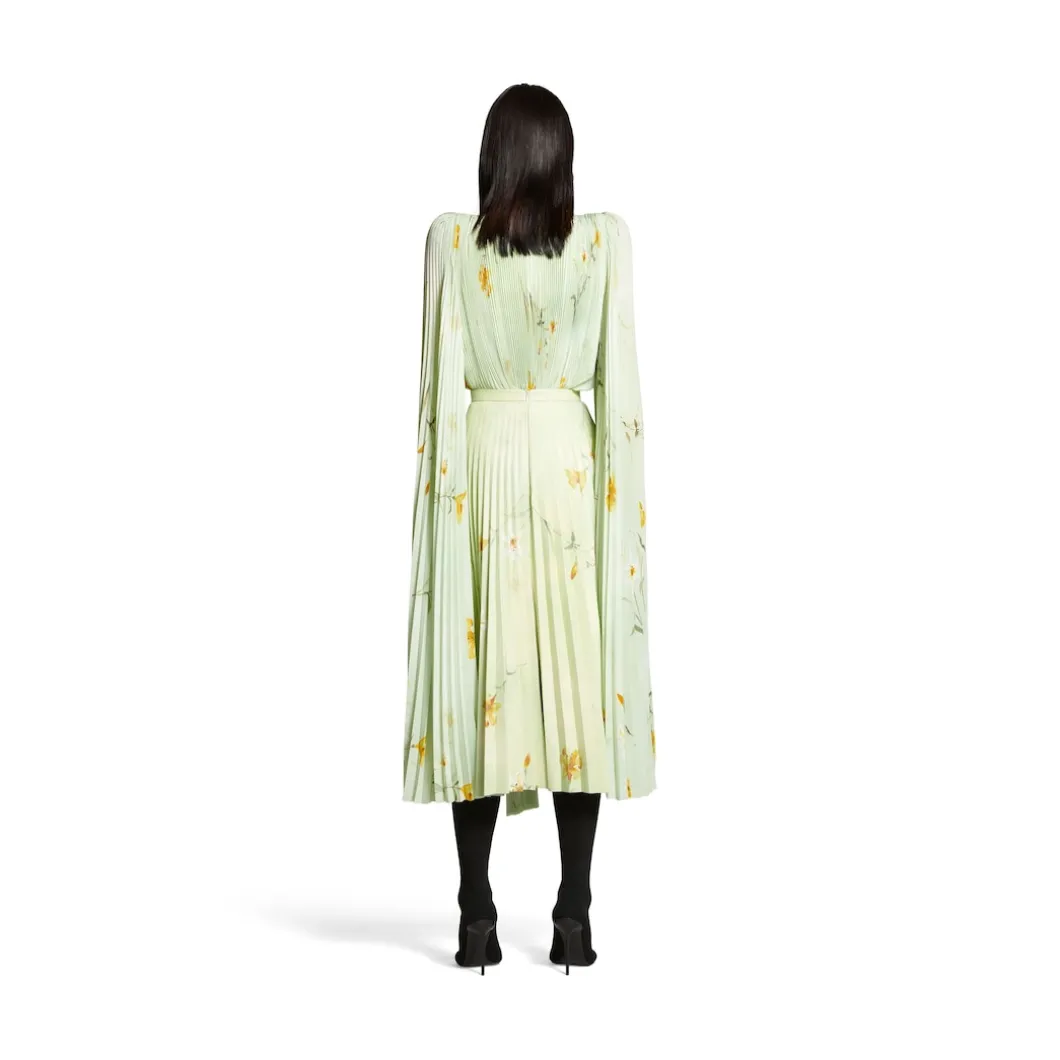 Blusa A Pieghe Con Foulard Lilies da Donna in Verde