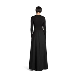 Body Con Scollo A V da Donna in Nero