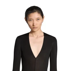 Body Con Scollo A V da Donna in Nero