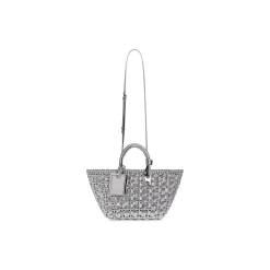 Borsa A Cesta Bistro Xs Con Tracolla In Tessuto A Specchio da Donna in Argento