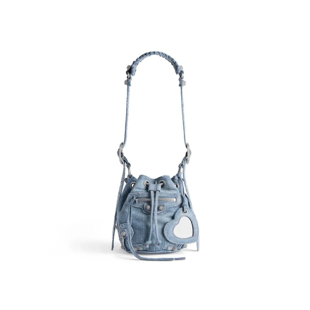 Borsa A Secchiello Le Cagole Xs In Denim Con Strass da Donna in Blu