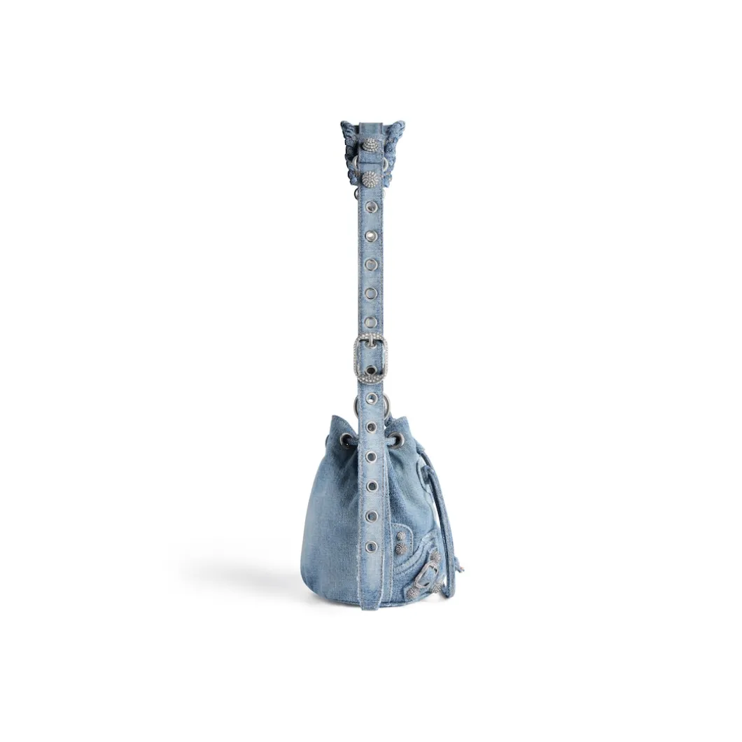 Borsa A Secchiello Le Cagole Xs In Denim Con Strass da Donna in Blu