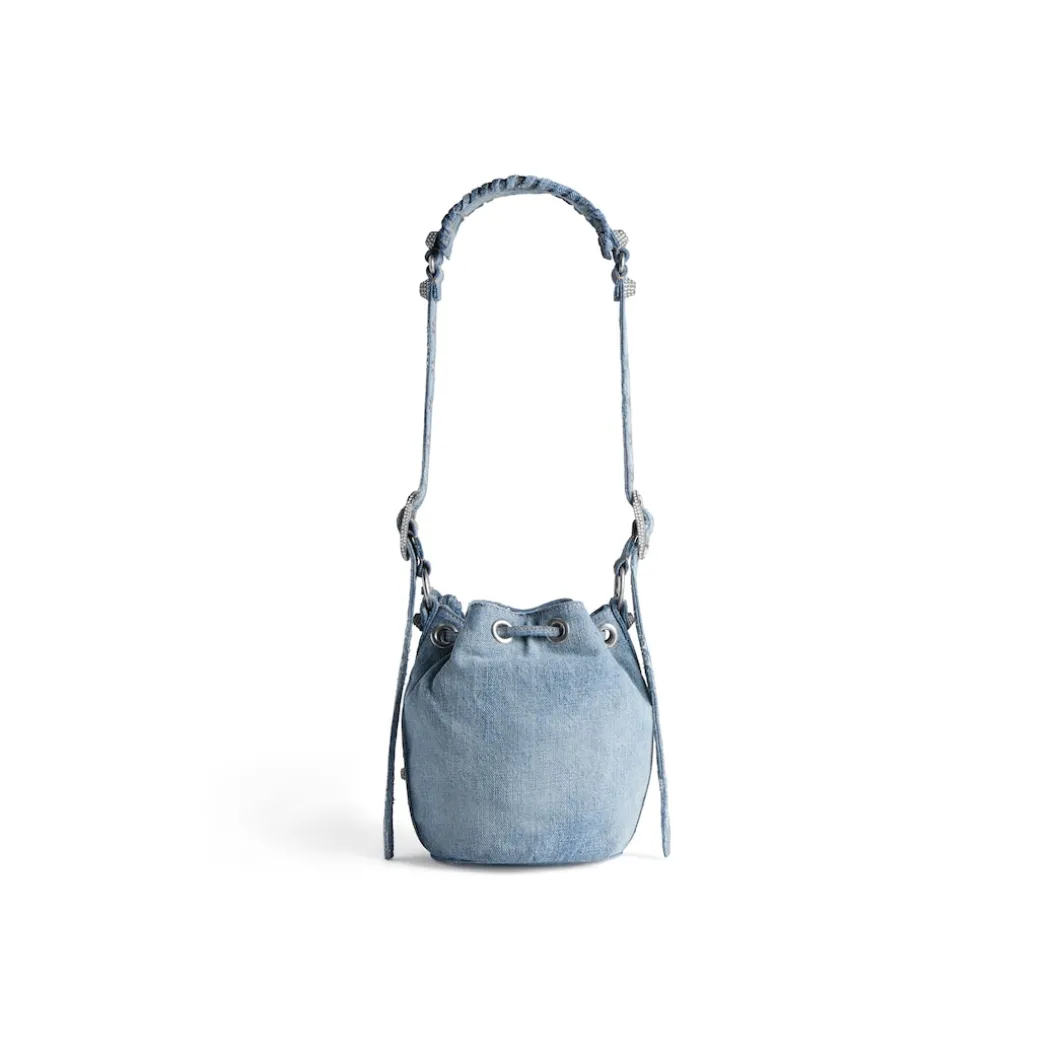 Borsa A Secchiello Le Cagole Xs In Denim Con Strass da Donna in Blu