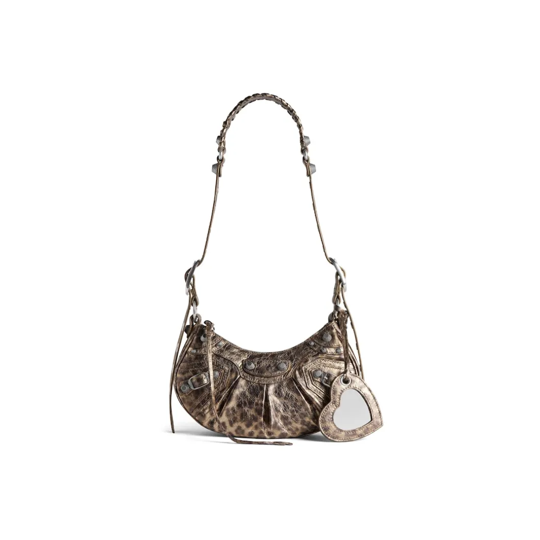 Borsa A Tracolla Le Cagole Xs Metallizzata Con Stampa Leopardata da Donna in Marrone