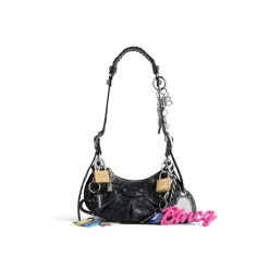 Borsa A Tracolla Le Cagole Xs Effetto Used Con Charm da Donna in Nero