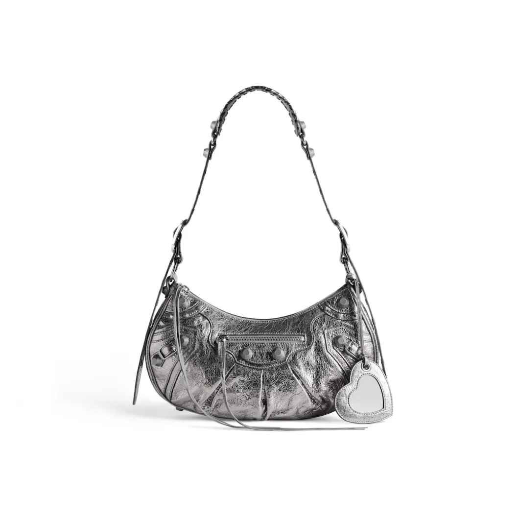 Borsa A Tracolla Le Cagole Piccola Metallizzata da Donna in Argento