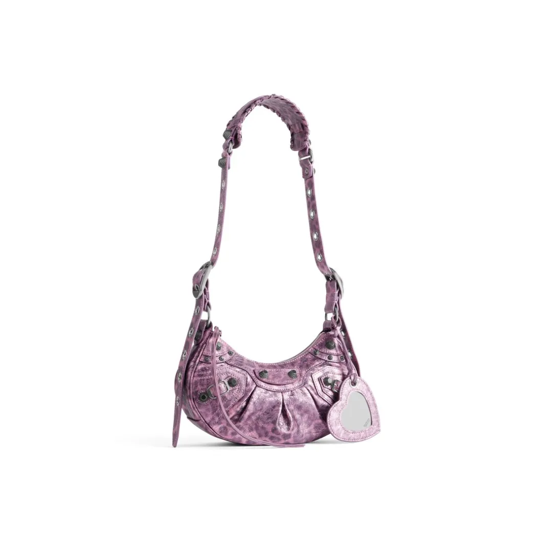 Borsa A Tracolla Le Cagole Xs Metallizzata Con Stampa Leopardata da Donna in Rosa