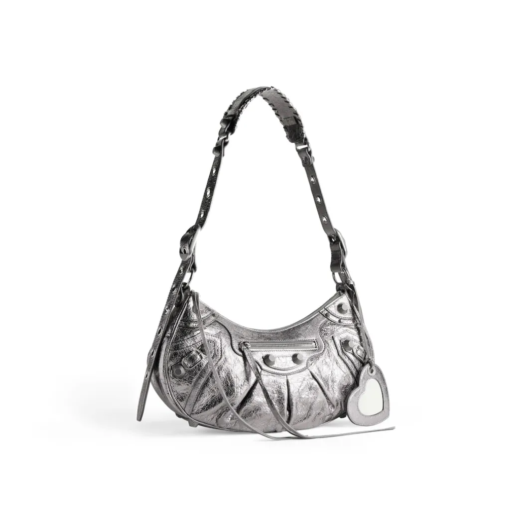 Borsa A Tracolla Le Cagole Piccola Metallizzata da Donna in Argento