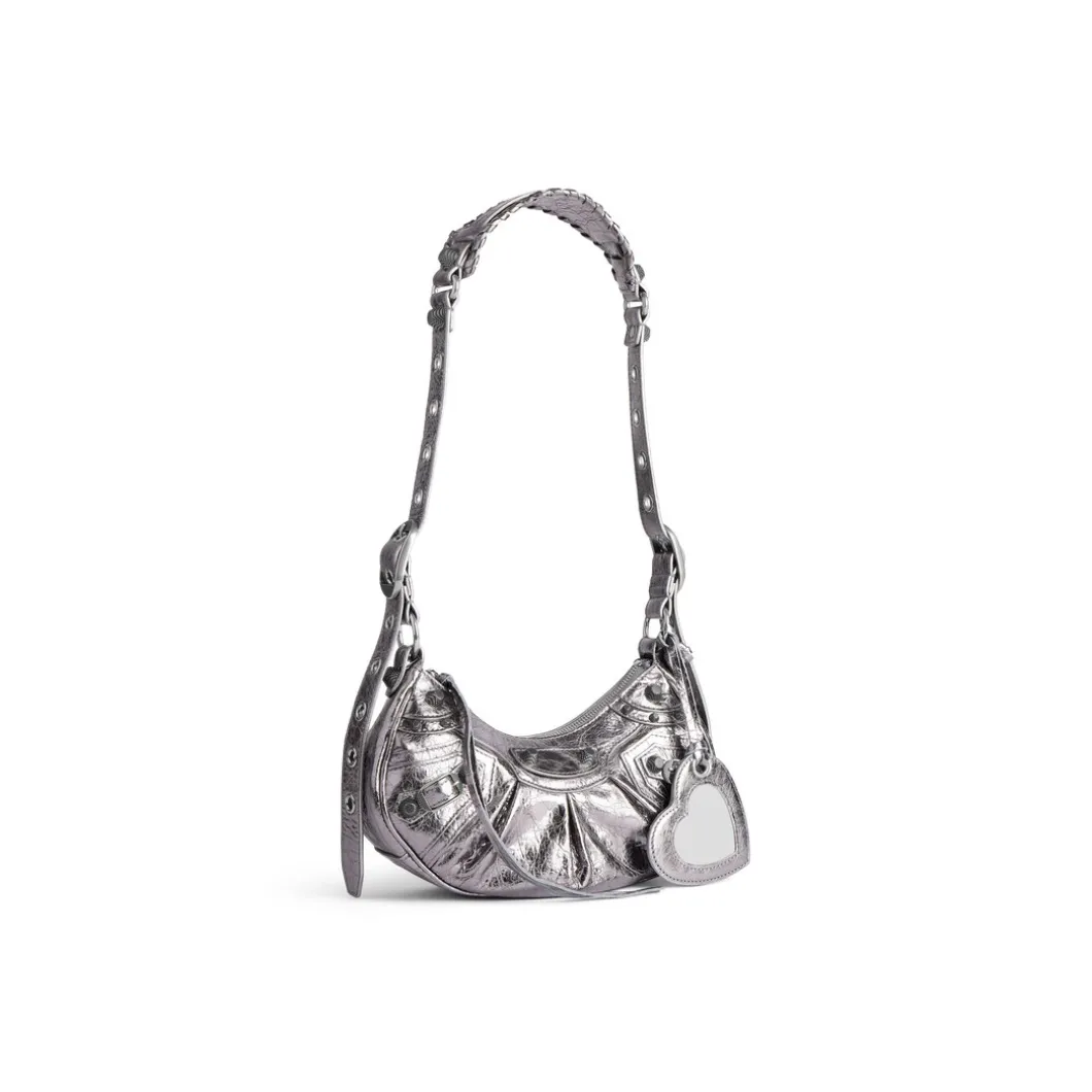 Borsa A Tracolla Le Cagole Xs Metallizzata da Donna in Argento