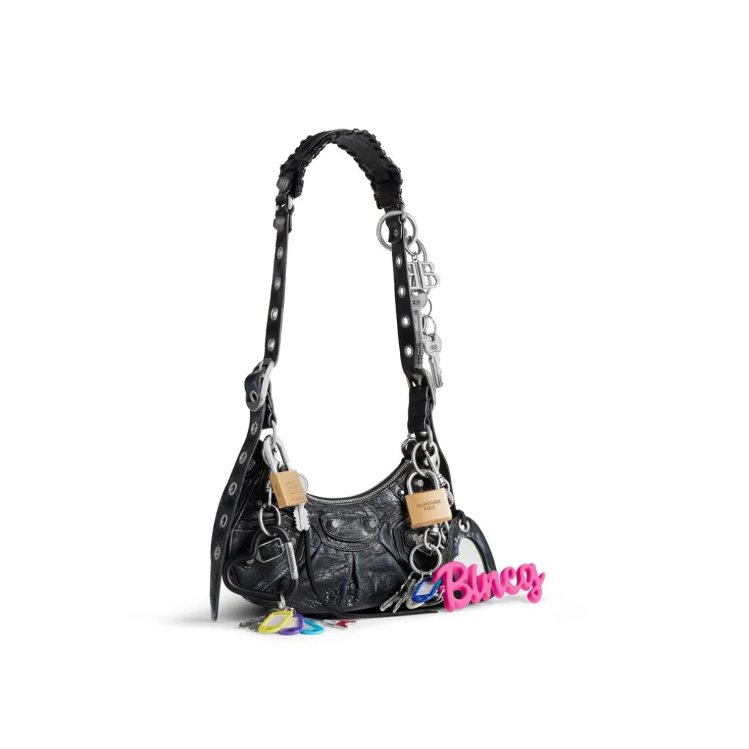 Borsa A Tracolla Le Cagole Xs Effetto Used Con Charm da Donna in Nero