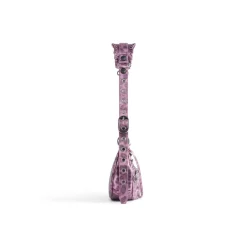Borsa A Tracolla Le Cagole Xs Metallizzata Con Stampa Leopardata da Donna in Rosa