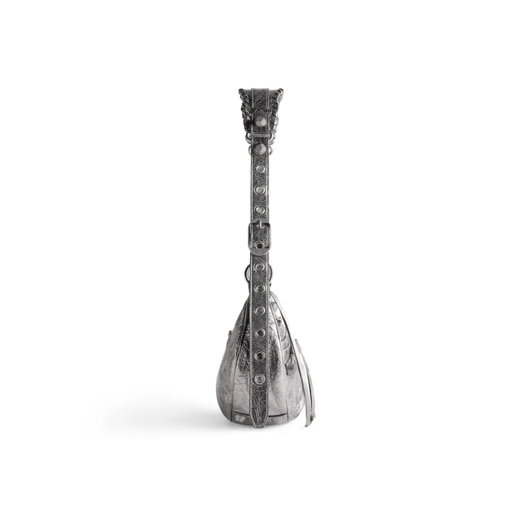 Borsa A Tracolla Le Cagole Piccola Metallizzata da Donna in Argento