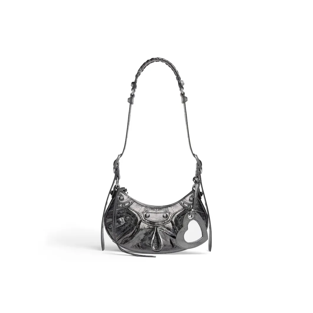 Borsa A Tracolla Le Cagole Xs Metallizzata da Donna in Grigio Scuro