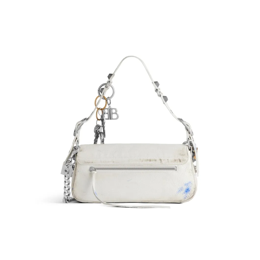 Borsa A Tracolla Le Cagole Piccola Effetto Used Con Charm da Donna in Bianco