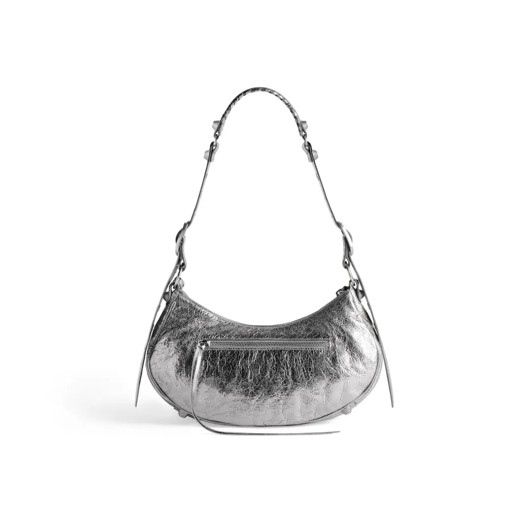 Borsa A Tracolla Le Cagole Piccola Metallizzata da Donna in Argento