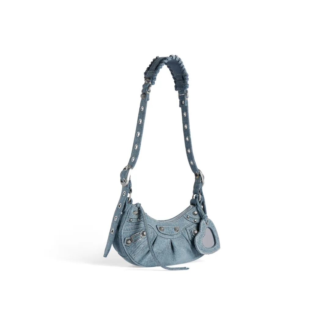 Borsa A Tracolla Le Cagole Xs In Denim Girly Allover da Donna in Azzurro