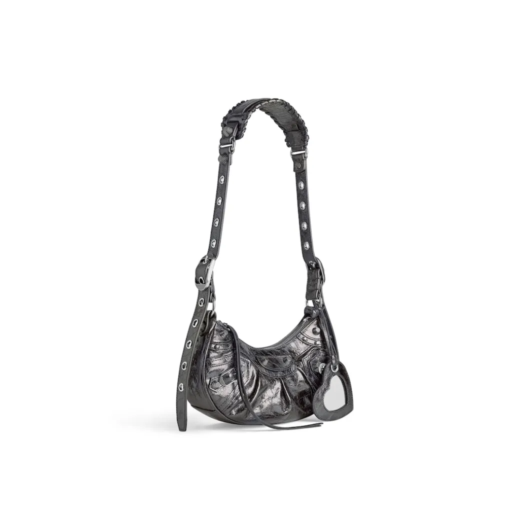 Borsa A Tracolla Le Cagole Xs Metallizzata da Donna in Grigio Scuro
