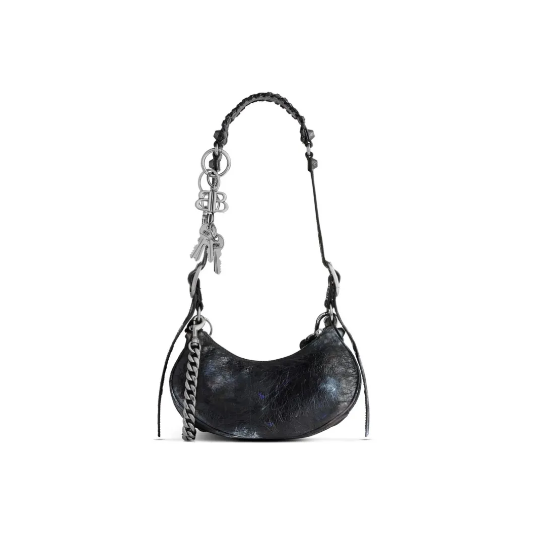 Borsa A Tracolla Le Cagole Xs Effetto Used Con Charm da Donna in Nero