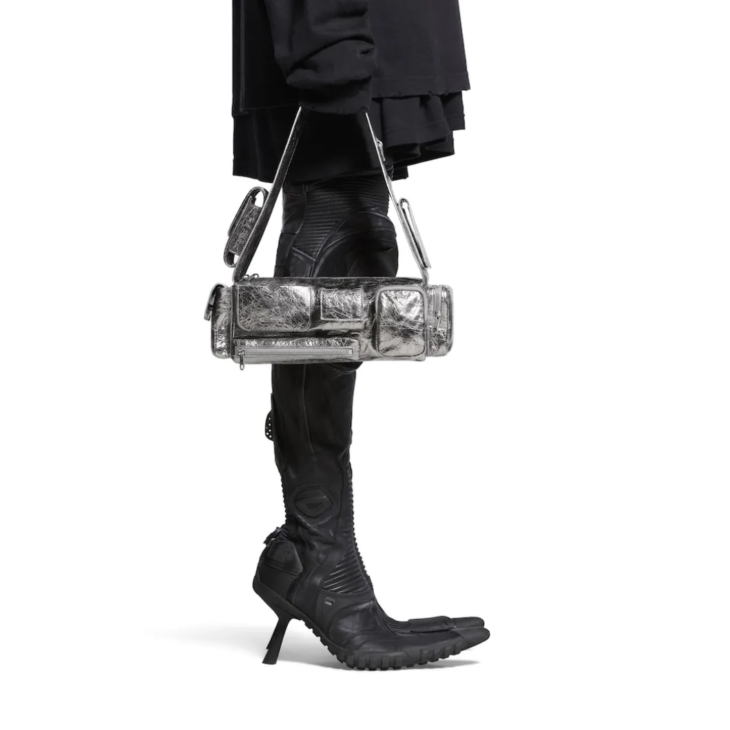 Borsa A Tracolla Superbusy Xs Metallizzata da Donna in Argento