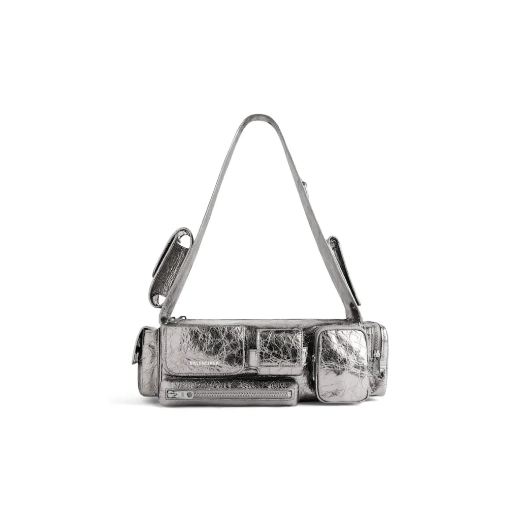 Borsa A Tracolla Superbusy Xs Metallizzata da Donna in Argento