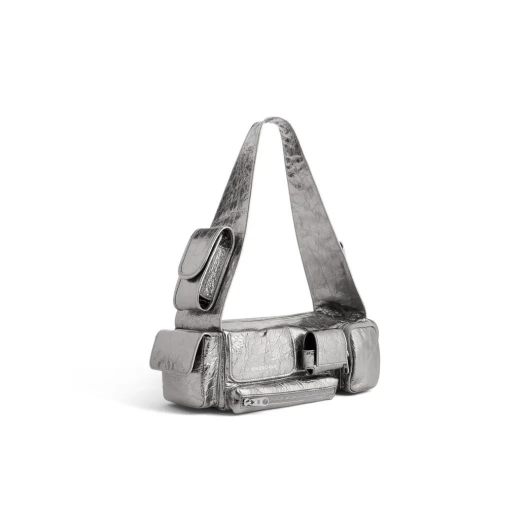 Borsa A Tracolla Superbusy Xs Metallizzata da Donna in Argento