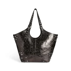 Borsa Carry All Le Cagole Grande Metallizzata da Donna in Grigio