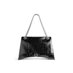 Borsa Con Catena Crush Grande Con Lavorazione Coccodrillo da Donna in Nero