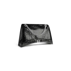 Borsa Con Catena Crush Grande Con Lavorazione Coccodrillo da Donna in Nero