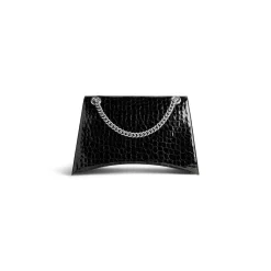 Borsa Con Catena Crush Grande Con Lavorazione Coccodrillo da Donna in Nero