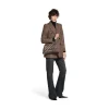 Borsa Con Catena Crush Media Metallizzata E Trapuntata  da Donna in Bronzo